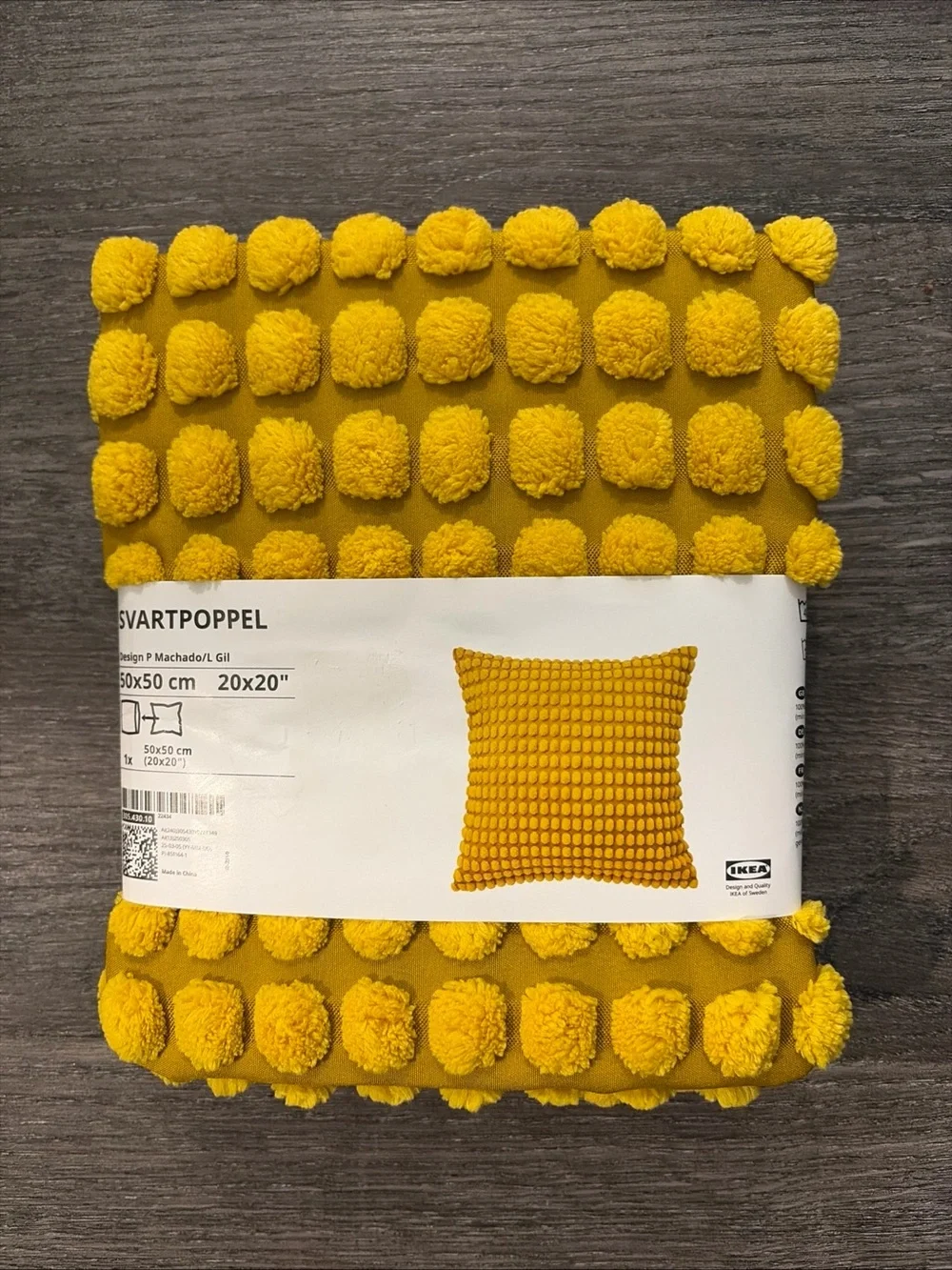 IKEA SVARTPOPPEL Pom-Pom Textured Pillow Cover - Yellow